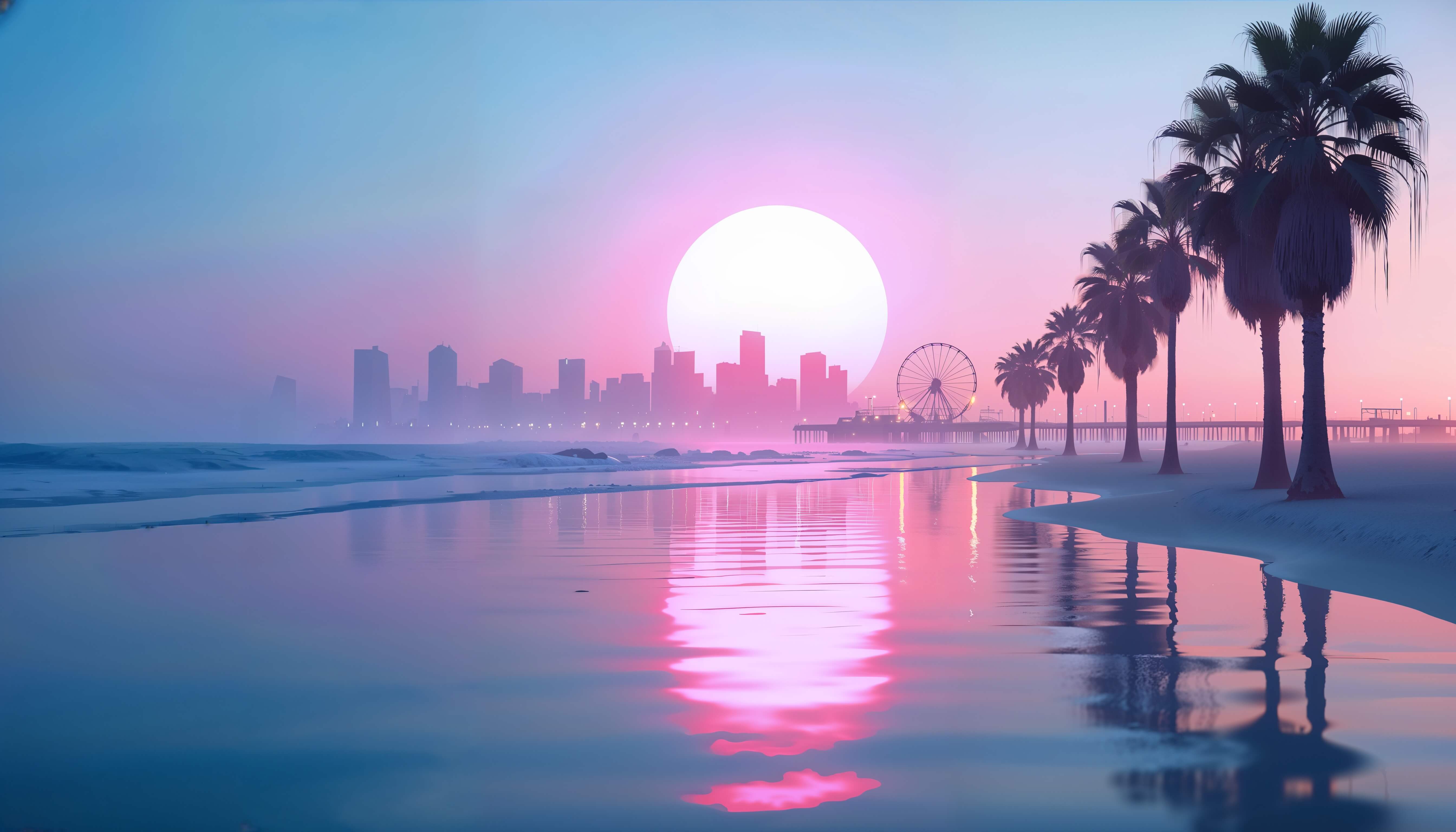 Vice City neon sunset skyline